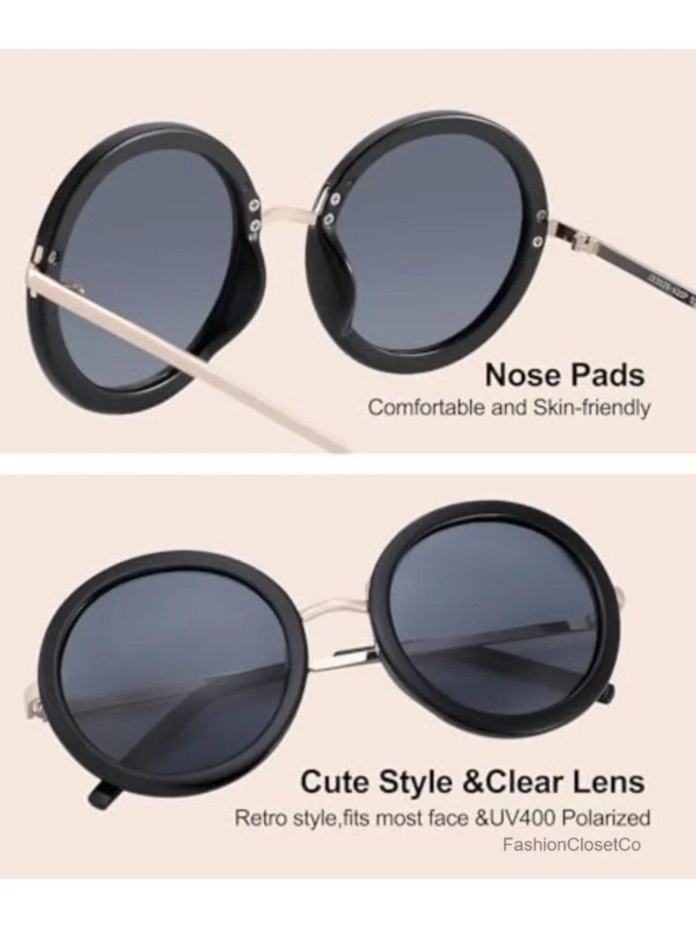 Polarized UV400 Protection Oversized Round Sunglasses